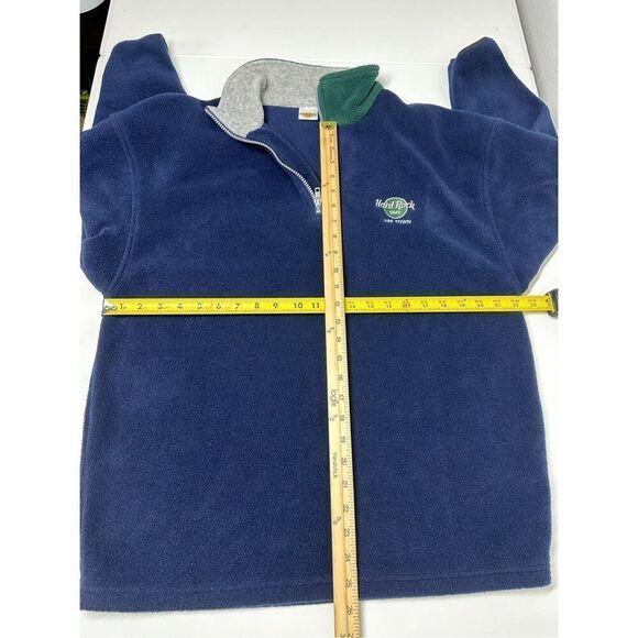 Hard Rock Cafe Cape Town Fleece Embroidered Pullover Size S 1/3 Zip Blue Green - Picture 7 of 10